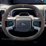 Suede Warm Car Steering Wheel Cover For New Ford expedition 2025 2026 Winter Warm Auto interior Ford expedition Accessories 2025 Double D Type-Brown