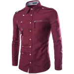 Kevad/s&uuml;gis meeste pikkade varrukatega s&auml;rgi vabaaja Slim Fit mood Epaulet topelttaskuga meeste kleit-s&auml;rk XXXXL tumesinine v&auml;rv