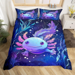 Armsad Axolotli tekikotid lastele Poistele T&uuml;drukutele Kerged voodipesukomplektid Multikakujuline Salamander Voodipesukomplekt Magamistoa Dekoor Ilma tekita EU Single(135x200cm) blue