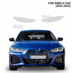 For BMW i4 G26  2 Pcs Car Headlight Protective Film Transparent Smoked Black TPU Sticker Transparent