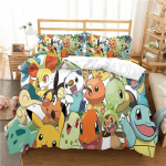 3D Pikachu Tekikate Pok&eacute;mon Voodipesu Kollektsioon Laste Voodipesu Kollektsioon 23-osaline Tekikatted Katted Lastele Prinditud 200x200cm-3pcs