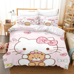 Hello Kitty magamistoa laste voodipesukomplekt tekikott Comfort Queen koos padjap&uuml;&uuml;riga j&otilde;ulukingitused kodule EU Single(135*200cm)3pcs white