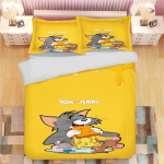 Tom ja Jerry Anime Kodu Magamistuba Mugavus P&otilde;hjamaade pol&uuml;estermaterjal sobib lastele ja t&auml;iskasvanutele 3-osaline komplekt AU Single(140*210cm)3pcs