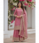 Valmis kandmiseks Disainer Puhtast Gmy Siidist Salwar Kameez Palazzo Komplekt India Naiste Bollywood Salwar &Uuml;likond M roosa