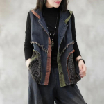 Naiste teksist vest puuvillased varrukateta topid kapuutsiga vest oversized pikk vabaaja vest S sinine