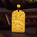Kaheksa Suurt Dharmapalatit 24K AU999 Kuld Ripats, Mahasthamaprapta M&auml;rk, T&auml;htkuju Kaitsja Buddha Amulett kuld