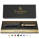Scriveiner Must Lakitud Rullotsaga Pliiats H&auml;mmastav Luksus Ehtne Kuld Schmidt Tint T&auml;iuslik Rullotsaga Kingituskomplekt Meestele ja Juhtidele ning Peened Pliiatsid - must