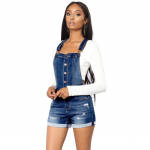 Naiste suvised Denim Bib Kombinesoonid Teksad L&uuml;hikesed p&uuml;ksid Jumpsuits ja Rompers Playsuit L sinine