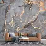 Hall Marmor 3D Seinakleebis Kuldse Tekstuuriga Suur Seinakate Marmorist Tapeet 200 cm(W) x 140 cm(H)