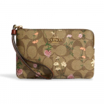 Coach Corner Zip 16 Klassikaline Monogramm Lilleline Tr&uuml;kk Kaetud L&otilde;uend Sidur Naiste sidur Khaki C8732-IME7V Basic Set (Bag+Dust Bag)