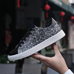 Naised Vulcanize Kingad Tossud Bling Kingad T&uuml;drukute Glitter vabaaja Naiste hingavad paelad v&auml;lisspordijalatsid Zapatos De Mujer 36 must