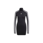 Adidas Originals Spice Girl Sarja Kolme Triibu Logoga Tikitud Seljata Depilatsiooniga Liibuv K&otilde;rge Kaelusega Pikkade Varrukatega Kleit Naiste Kleidid Must IV9333 2XS gray