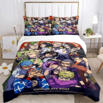 JOJO anime prinditud kolmeosaline voodipesukomplekt, moeartikkel poistele v&otilde;i t&auml;iskasvanutele voodipesu jaoks, tekkkatted, padjap&uuml;&uuml;rid, voodipesukomplekti kingitus 135x200cm