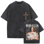R&auml;ppar Rosalia Lux Tuur Vintage Pesuga T-s&auml;rgid Unisex Naistele Hip Hop Popmuusika Mood L&uuml;hikeste Varrukatega T-s&auml;rk Gooti T&auml;navamood L black