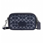 COACH Wyatt 19 Presb&uuml;oopia Tr&uuml;kitud Nahast Crossbody Kott V&auml;ike Meeste Denim Sinine sinine