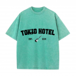 Retro pestud vintage T-s&auml;rk Rockib&auml;ndi Tokio Hotel Kaulitzi T-s&auml;rk Meeste mood Vabaaja pusa dressipluus Mehed Naised T-s&auml;rk S