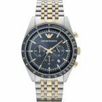 Emporio Armani AR6088 Kronograaf Kahev&auml;rviline Roostevabast Terasest Meeste K&auml;ekell 46mm h&otilde;be