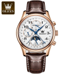 OLEVS 6667 Helendav Veekindel Automaatne Meeste K&auml;ekell Multifunktsionaalne Moodne Mehaaniline Kell Mechanical watch valge