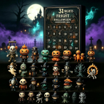 3D Halloweeni Advendikalender 2026 &Uuml;llatuspime Kast 31 &Ouml;&ouml;d Hirmutamist Halloweeni Loendur 31 Minikurja Kujukesega Kodu Lauakaunistuseks 31 days blue