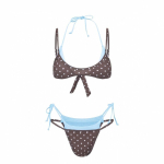 Moodne t&auml;piline halter-bikiinikomplekt S&uuml;gava V-kaelusega Madala v&ouml;&ouml;kohaga Naiste ujumisriided Patchwork Paeladega Naiste ujumistrikood Rannik L gray