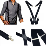 Meeste naiste mustad elastsed traksid, nahast traksid X-Back, reguleeritavad klambriga 1