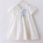 Suvine t&uuml;drukute kleit puuvillane pits ažuurne kleit lastele Korea valge armas printsessi kleit 4t valge