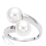 Bague Argent 'Perla' blanc ivoire argent&eacute; (rhodi&eacute;) - 17x10 mm 50 valge