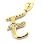 Les Tr&eacute;sors De Lily [M8949] - kullatud ripats  Letter E  valge kuld - 21x10 mm kuld