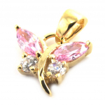 Les Tr&eacute;sors De Lily [M9575] - roosa kullaga kaetud ripats  Butterflies of Charm  - 12x9 mm kuld