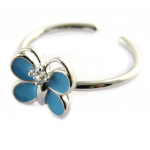 Bague argent enfant 'Papillon' bleu (rhodi&eacute;) 46 h&otilde;be
