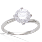 Bague Argent 'Unique' blanc (rhodi&eacute;) - 8 mm 52 h&otilde;be