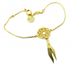 7bis [P8271] - Bracelet artisanal 'Boho' dor&eacute; (dreamcatcher) -  32x12 mm kuld