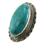 Bague Argent 'Heaven' turquoise argent&eacute; - 40x27 mm 58 t&uuml;rkiissinine