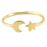 7bis [Q6207] - Bague artisanale 'Au Clair de Lune' dor&eacute; - 10x5 mm kuld