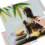 5D teemanttikandid, ristpistes Buddha t&auml;is&uuml;mmargune maal, religioosne mosaiik k&auml;sitsi valmistatud 30x30CM