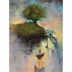 5D teemanttikandiga kalju suur puu maastik teemantmaal T&auml;ielik teemantmosaiik 20X30CM