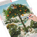 Teemantmaal j&auml;nes t&auml;ispuur k&auml;sitsi valmistatud kingitus 5D DIY teemanttikandid loomakunst kivist talvine j&otilde;ulukaunistus Full Round (20X30CM)