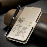 Nahk&uuml;mbris Samsung Galaxy A12 Cover Rose Flower Magnetic Flip Wallet Case jaoks Samsung A12 5G telefoni&uuml;mbriste jaoks Samsung A 12 Cover Fundas Coque jaoks Samsung Galaxy A12 5G kuld