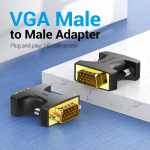 Vention VGA-VGA-adapter VGA-maas-ema-pistik 15-kontaktiline V-sugu vahetaja teisendaja arvutitele teleri jaoks s&uuml;learvuti SVGA-liitmiku adapter Male to Male must