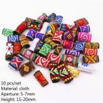 10 tk Mix Fabric Dread Dreadlock Beads Klambrid Mansett juustele Punutis Beads Tube Juhusliku stiili juukseaksessuaarid