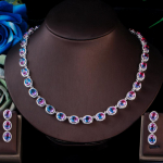 CMM imeilusad vikerkaare ovaalsed kuupmeetrist tsirkooniumoksiidist m&uuml;stilised kaelakee k&otilde;rvar&otilde;ngaste komplektid mitmev&auml;rviline