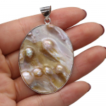 Natural Shell P&auml;rlmutter ripats Vintage ovaalsed kestad Amuletid ehete valmistamiseks DIY Unisex kaelakee Aksessuaarid K&auml;sitsi valmistatud k&auml;sit&ouml;&ouml; 36x46 mm 36x46mm