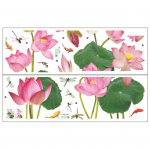 Seinakleebis Hiina stiilis lootose mustriga dekoori simulatsioonikleebis PVC taime seinakleebised roheline