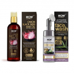 WOW Skin Science Onion Black Seed Hair Oil COMB APPLICATOR 100 ml + Charcoal Foaming Face Wash150ml