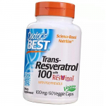 Trans-Resveratrool pol&uuml;fenoolidega, Trans-Resveratrool 100, Doctor's Best 60 k&ouml;&ouml;giviljakapslit (70327001) 60vcaps