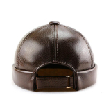 Meeste ehtsast nahast koljum&uuml;ts, meremehe m&uuml;ts Beanie Rullitud mansett Retro servadeta ehtsast nahast nokam&uuml;ts L(55-57cm) pruun