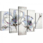Viieosalise pildiga l&otilde;uenditr&uuml;kk Painted Flowers White 100x70 hall v&auml;rv