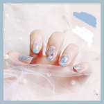 24 tk / komplekt Quick Nails Blue Sea Shell Pearl False Nials kleebis Kantav veekindel manik&uuml;&uuml;r viimistletud k&uuml;&uuml;ned