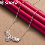 925 h&otilde;bedast kolme s&uuml;damega ripatsiga kaelakee ehted 45cm