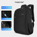 Tigernu uus saastumisvastane moodne 15,6-tolline s&uuml;learvuti seljakott meeste veekindlast materjalist 4,0 A USB laadimispordiga reisikott Casual must